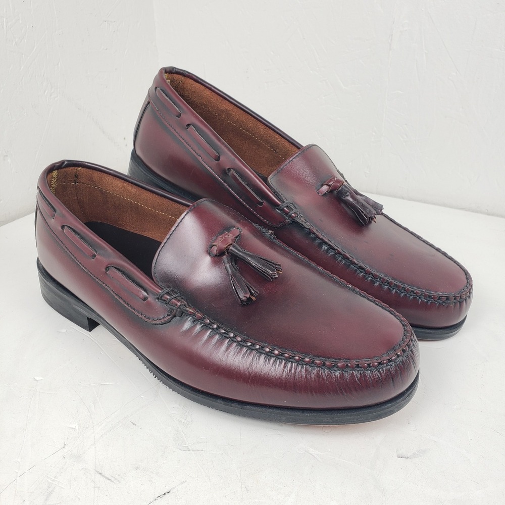 Hitchcock Mens Tassel Loafers Oxblood Burgundy Leather Moc Toe Dress Shoes 12 5E